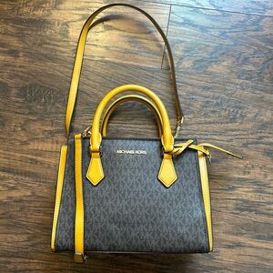 Michael Kors Brown Logo and Marigold Bag